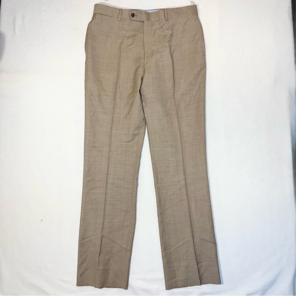 Tommy Hilfiger 100% Wool Dress Pants 36x34 Khaki Tan Beige Light Brown Trousers